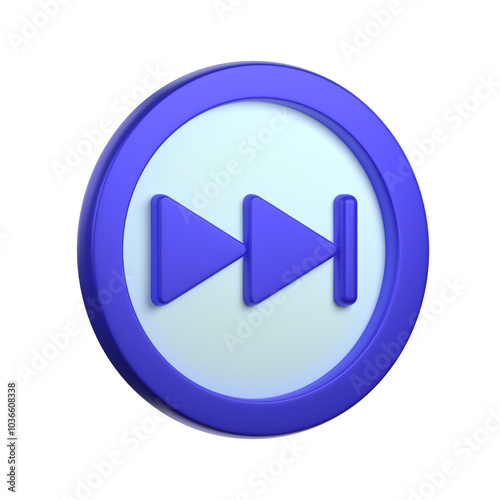 skip forward button in 3d illustration or Icon for music player