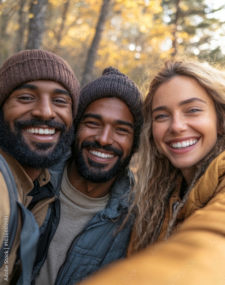 Multi ethnic friends taking a selfie near the car, Generative AI Multi ethnic friends taking a selfie near the car, Generative AI