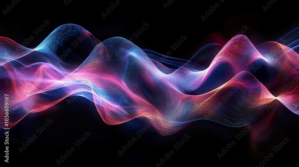 Obraz premium A holographic projection of abstract waves, flowing and pulsating with soft gradients and light effects