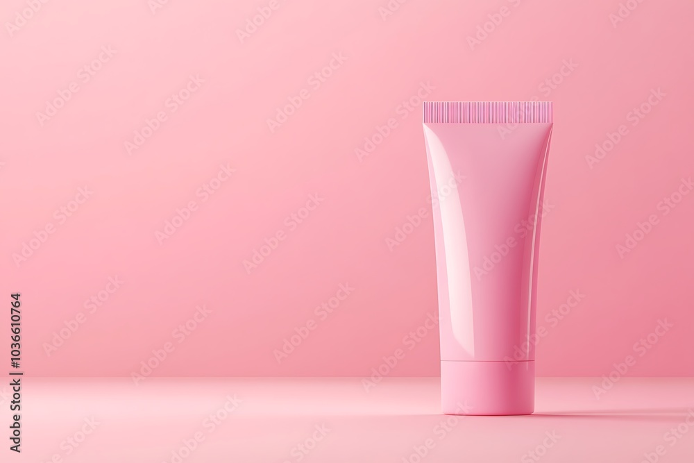 Pink cosmetic tube isolated pink background. Pink cosmetic tube isolated pink background.