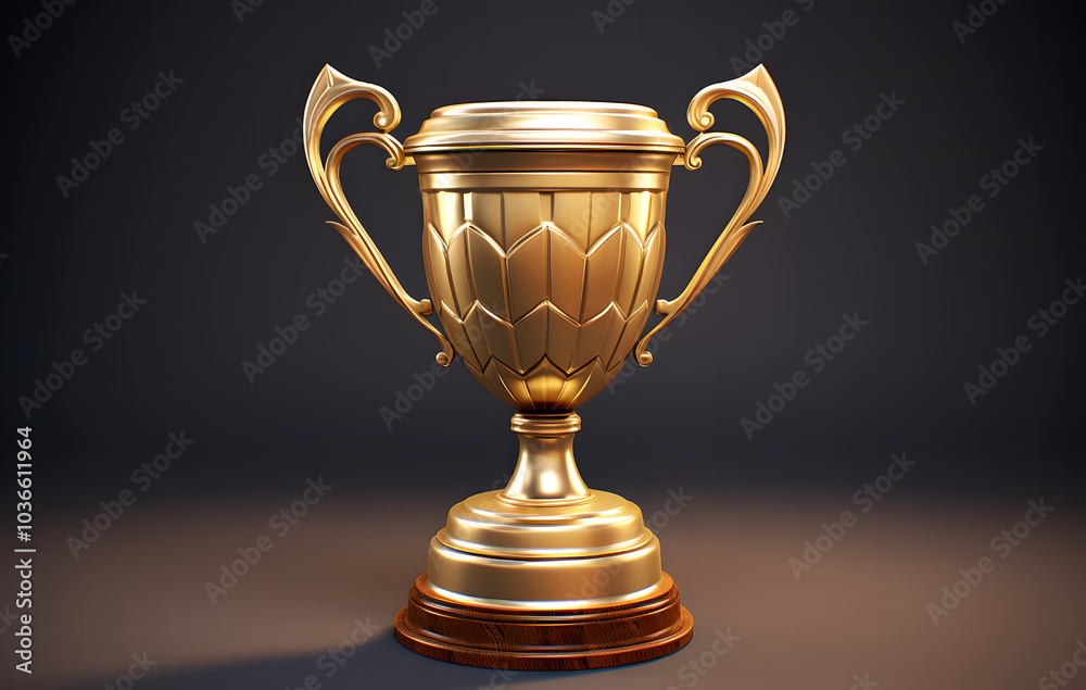 Golden trophy on black background Golden trophy on black background