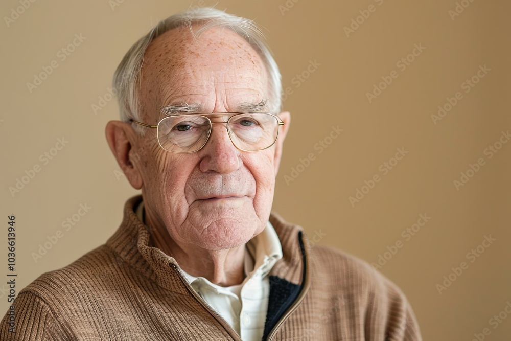 Senior man in a neutral setting, ideal for text Senior man in a neutral setting, ideal for text