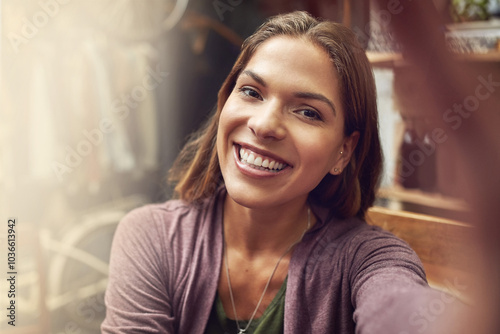 Happiness, woman and selfie with bicycle at clothes store on portrait for social media, post and profile picture. Female person, employee and smile or satisfied in confidence at shop for memories Free Download Happiness, woman and selfie with bicycle at clothes store on portrait for social media, post and profile picture. Female person, employee and smile or satisfied in confidence at shop for memories - GFXLoad