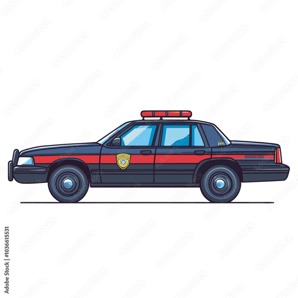 Ilustrasi vektor datar mobil polisi pada Latar Belakang Putih Ilustrasi vektor datar mobil polisi pada Latar Belakang Putih