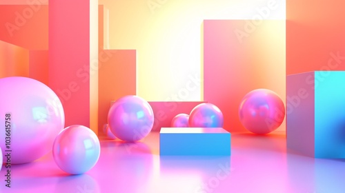 Colorful circles and square boxes on a pastel background. 3D scenes with soft, dynamic pastel gradients blend together to create a modern and sophisticated look