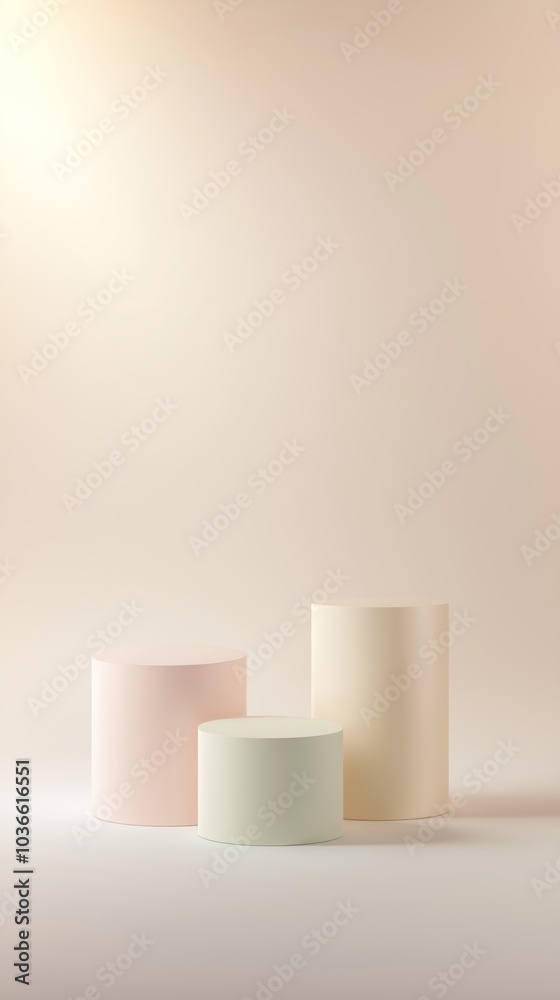 Minimalist Three Gradient Cylinders for Product Display Minimalist Three Gradient Cylinders for Product Display