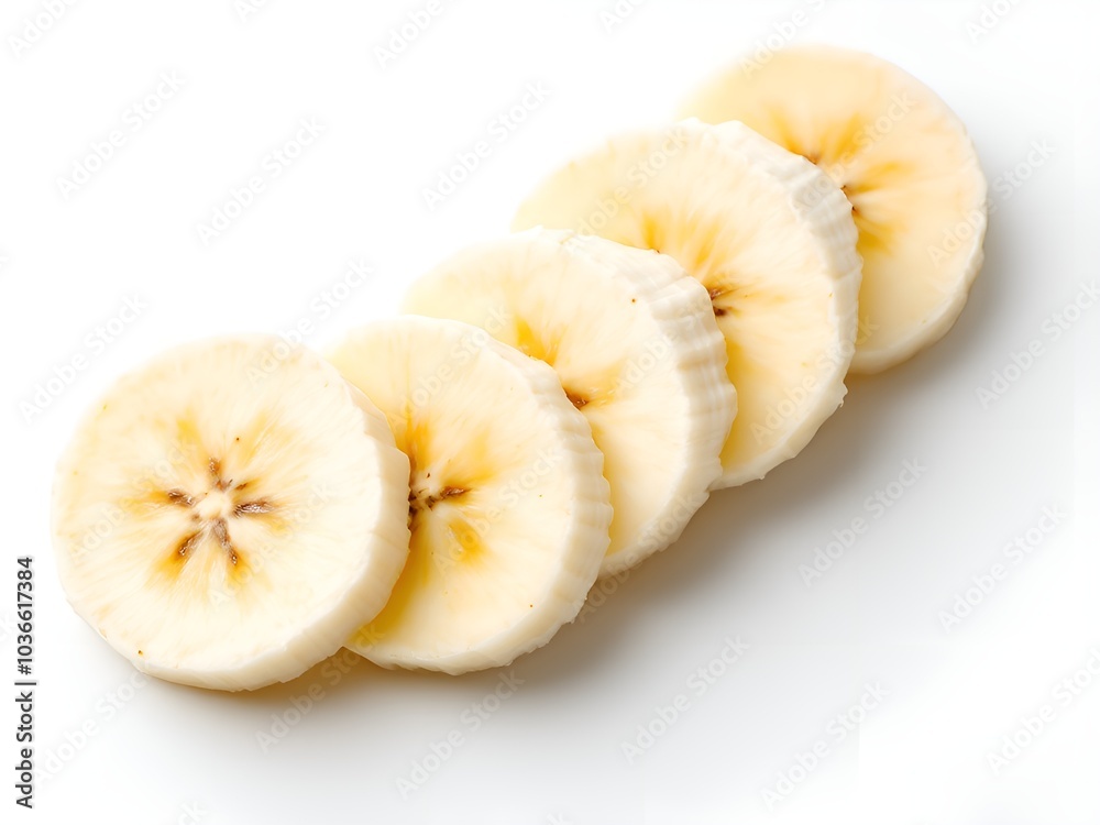 Ripe bananas and slices on clear background Ripe bananas and slices on clear background