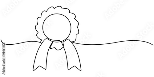 Winner award badge continuous one line drawing vector illustration. Pro vector, Continuous one line drawing of quality assurance award badge good product warranty concept vector illustration, Social