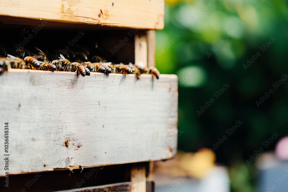 The bees bring honey. bees life. The bees bring honey. bees life.