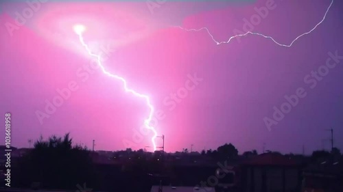 Epic thunderstorm moving clouds at night with lightning. Storm sky timelapse  