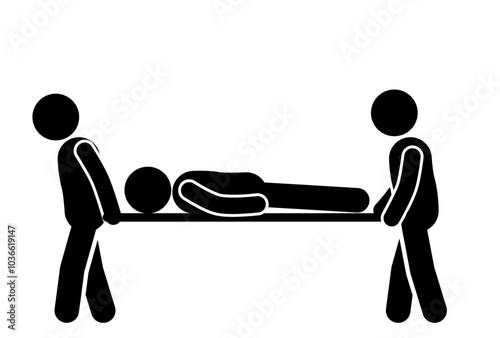 illustration of an injured person being carried on a stretcher