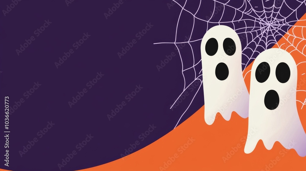A Halloween themed poster with two ghosts on it A Halloween themed poster with two ghosts on it