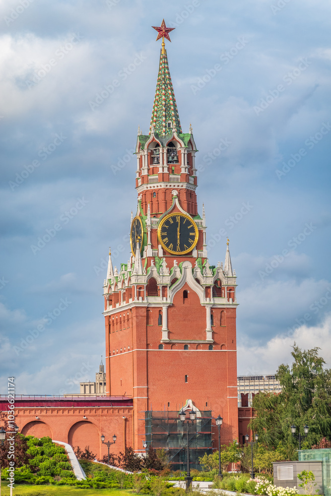Spasskaya Tower viewed inside Kremlin, Moscow, Russia. Spasskaya Tower viewed inside Kremlin, Moscow, Russia.