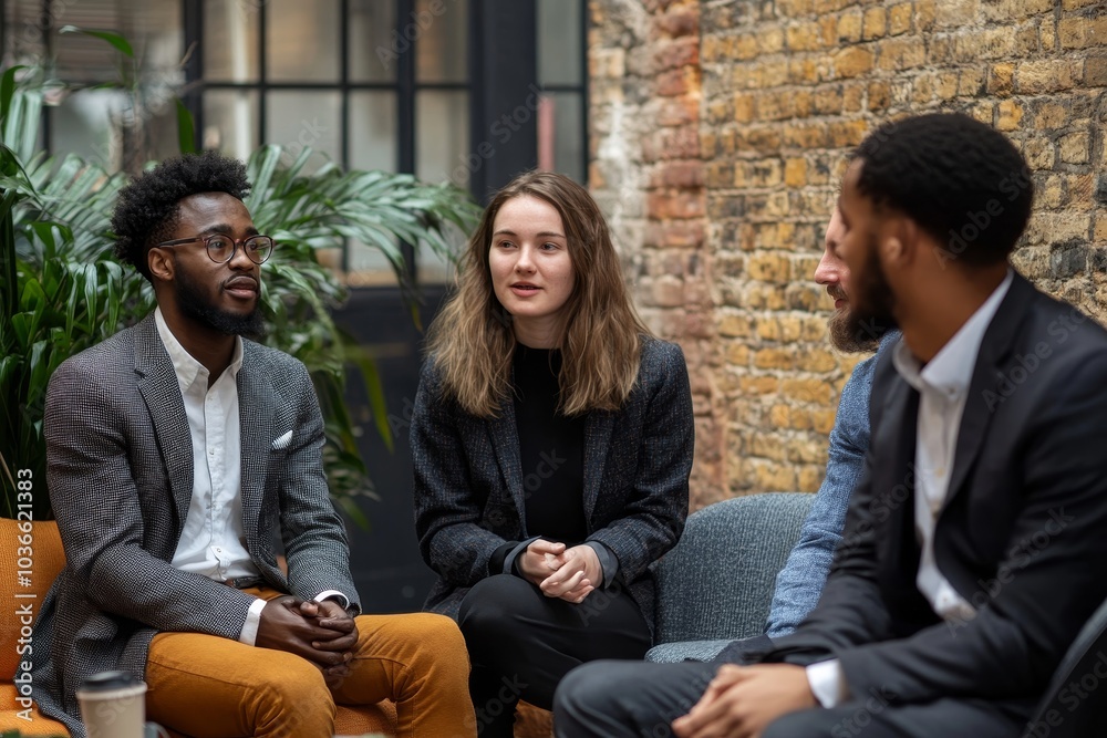 Group of young business professionals having a meeting, Generative AI Group of young business professionals having a meeting, Generative AI