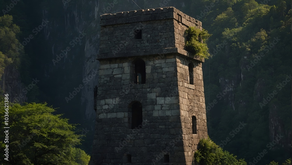 The archer tower is adorned with seasonal decorations The archer tower is adorned with seasonal decorations