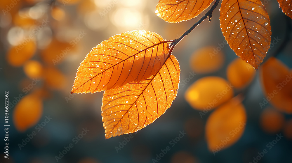Orange fall leaves in park, autumn natural background Orange fall leaves in park, autumn natural background