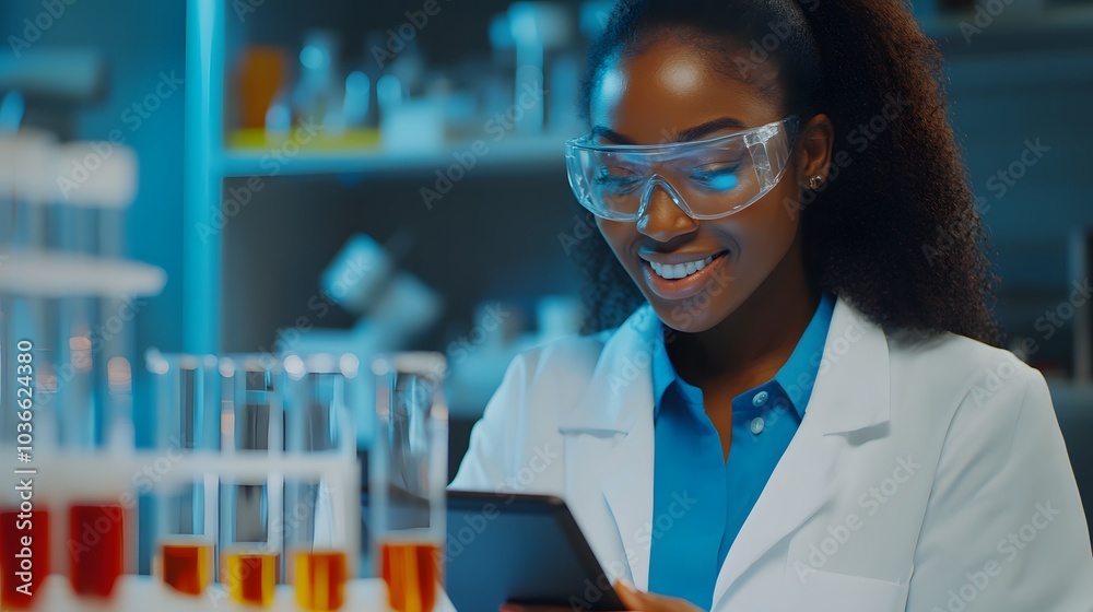 A Black Female Scientist Working In A Lab A Black Female Scientist Working In A Lab