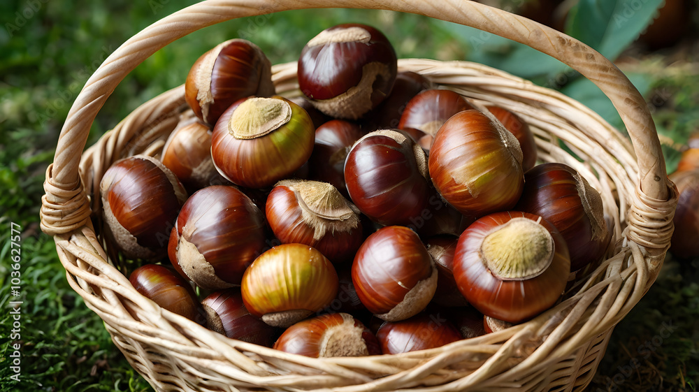 chestnuts in a wicker basket, ai generated chestnuts in a wicker basket, ai generated