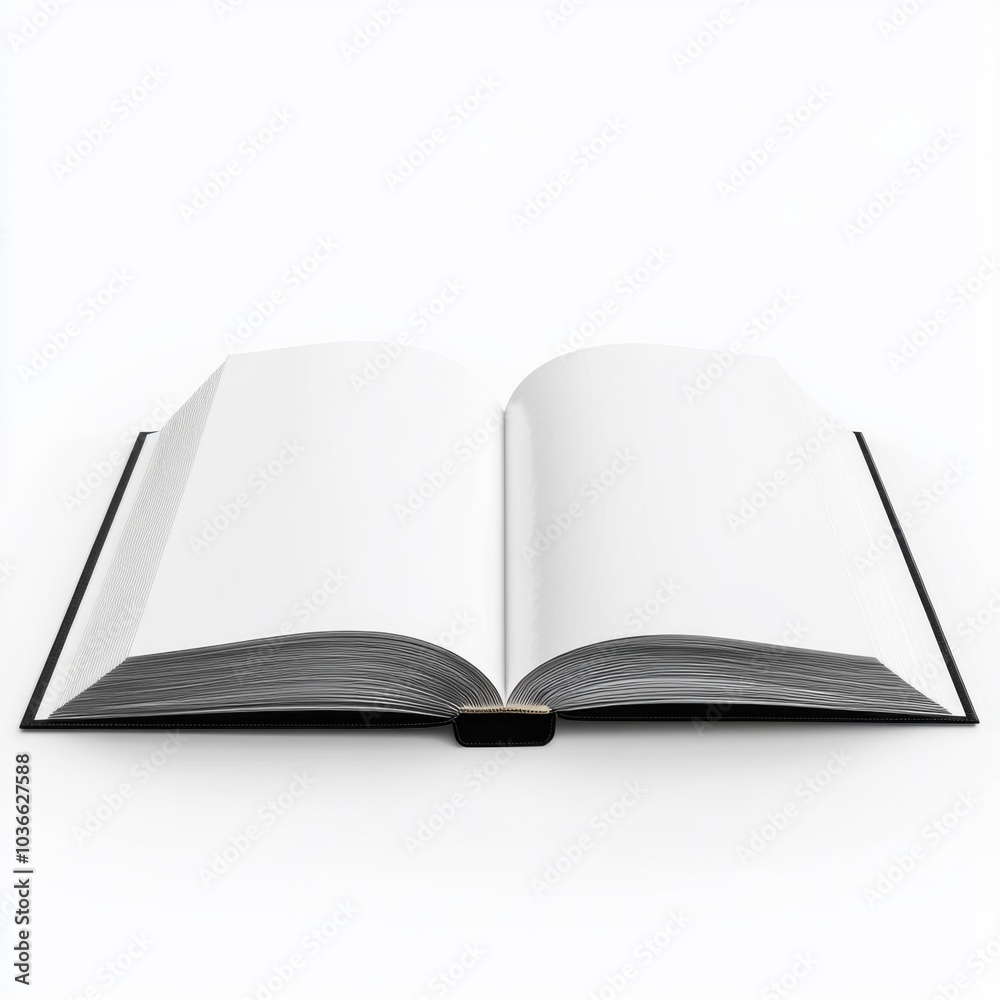 Open blank book with white pages on white background for design mockup Open blank book with white pages on white background for design mockup