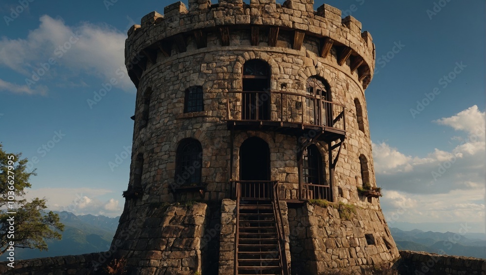 The archer tower is surrounded by lush greenery, enhancing its natural beauty and charm The archer tower is surrounded by lush greenery, enhancing its natural beauty and charm