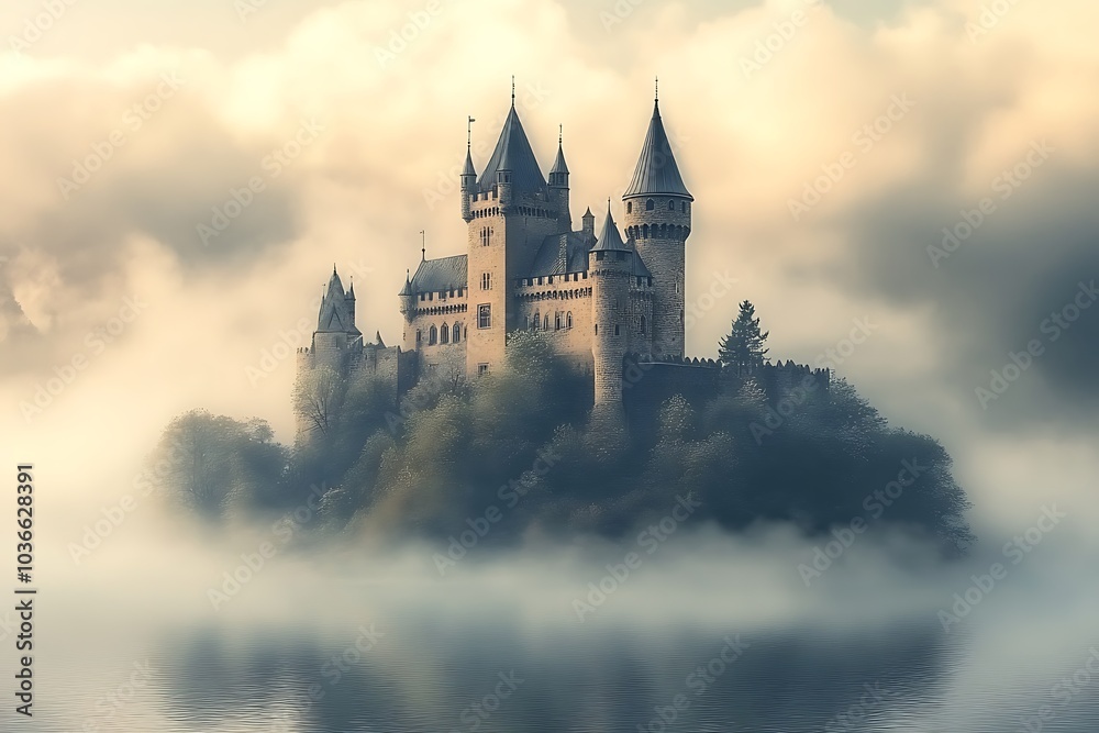 The castle of moselle in the morning The castle of moselle in the morning