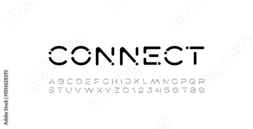 Technology font alphabet with dot