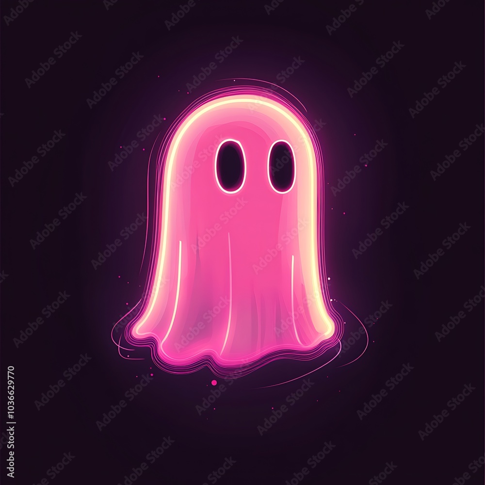 3d rendering of a neon glowing neon ghost in a dark background. 3d rendering of a neon glowing neon ghost in a dark background.