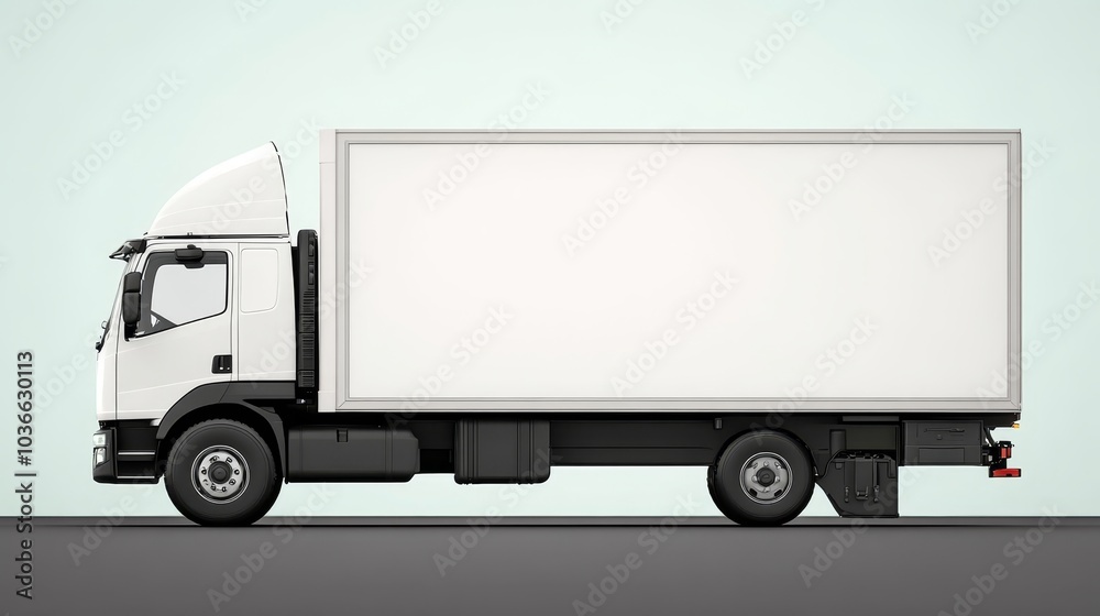 White delivery truck mockup isolated on light background. Cargo van template for branding. White delivery truck mockup isolated on light background. Cargo van template for branding.
