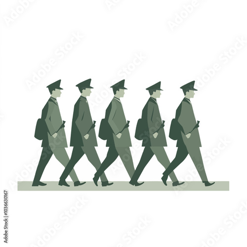 soldiers marching vector illustration