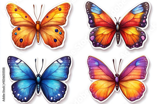 Wallpaper Mural cut sticker collection of butterfly isolated on white background Torontodigital.ca