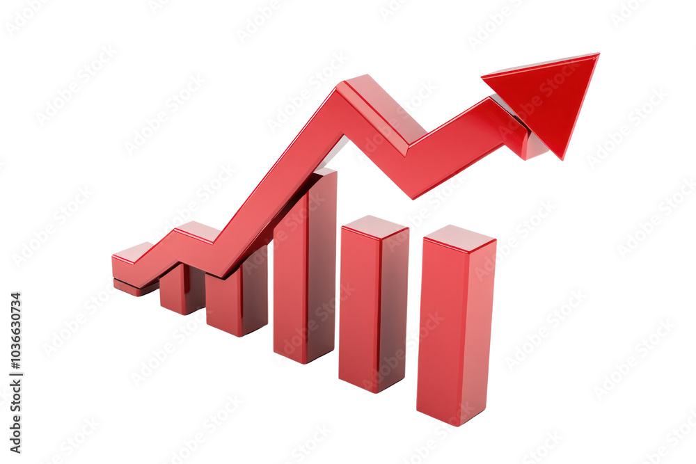 A sleek red upward arrow graph representing a positive trend, designed with a modern aesthetic. The cut-out style enhances its visibility, making it ideal for marketing materials or financial reports A sleek red upward arrow graph representing a positive trend, designed with a modern aesthetic. The cut-out style enhances its visibility, making it ideal for marketing materials or financial reports