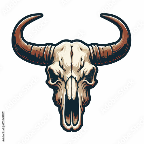 A skull with horns on buffalo logo vintage