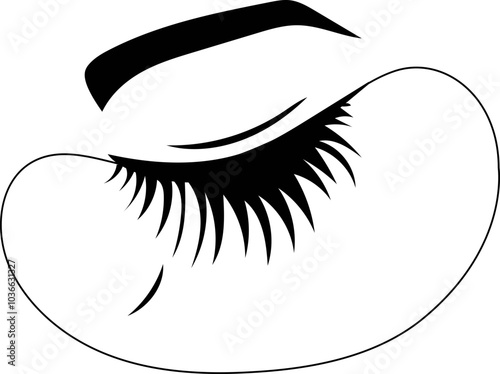 Eyebrow and eyelash on white background. Vector illustration.