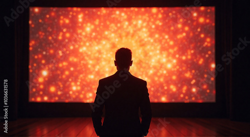 silhouette of a person in a spotlight