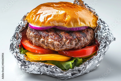Juicy Cheeseburger Wrapped in Foil