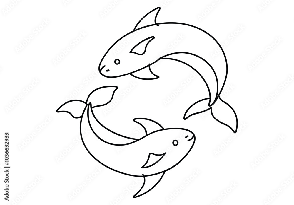 Minimalist Continuous Line Art of a School of Fish – Ocean Vector Design Minimalist Continuous Line Art of a School of Fish – Ocean Vector Design