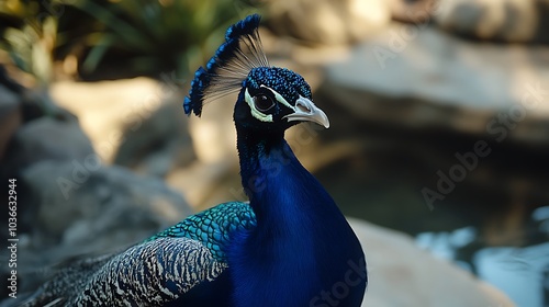 Closeup shot of a beautiful peacock