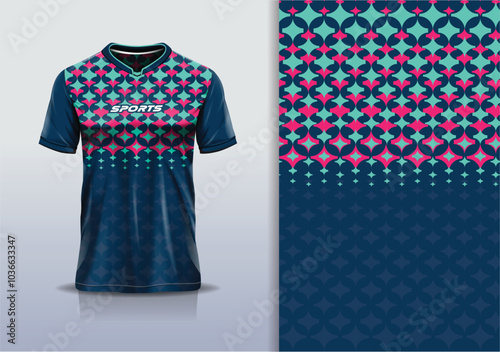 Sport jersey design template star light pattern for football soccer, running, esports, green color