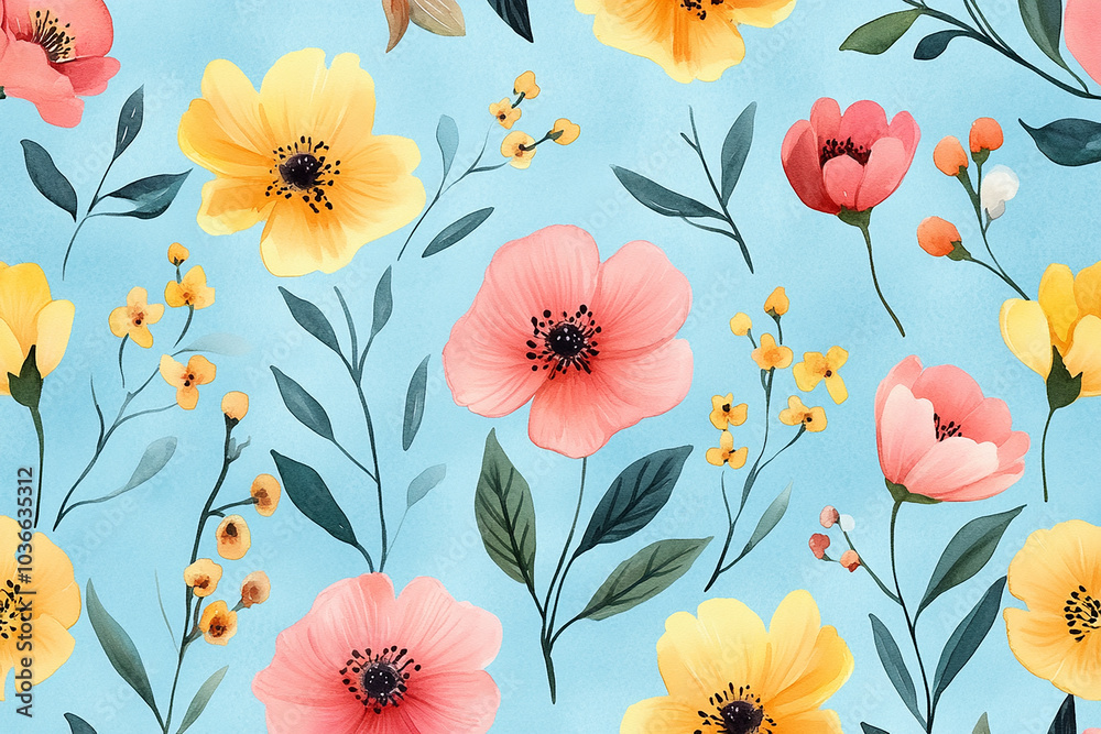 watercolor flowers seamless pattern background watercolor flowers seamless pattern background