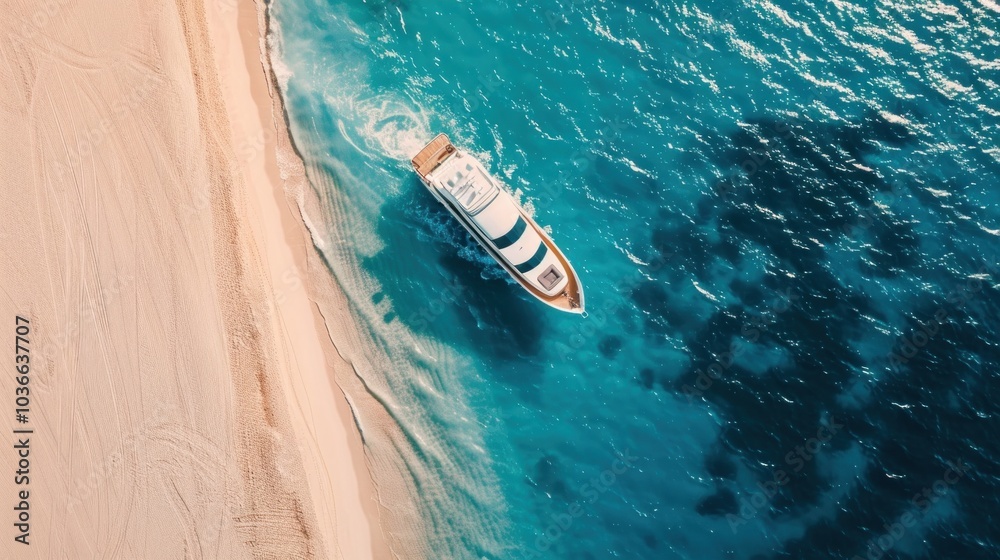 Naklejka premium Yacht Sailing on Crystal Clear Waters