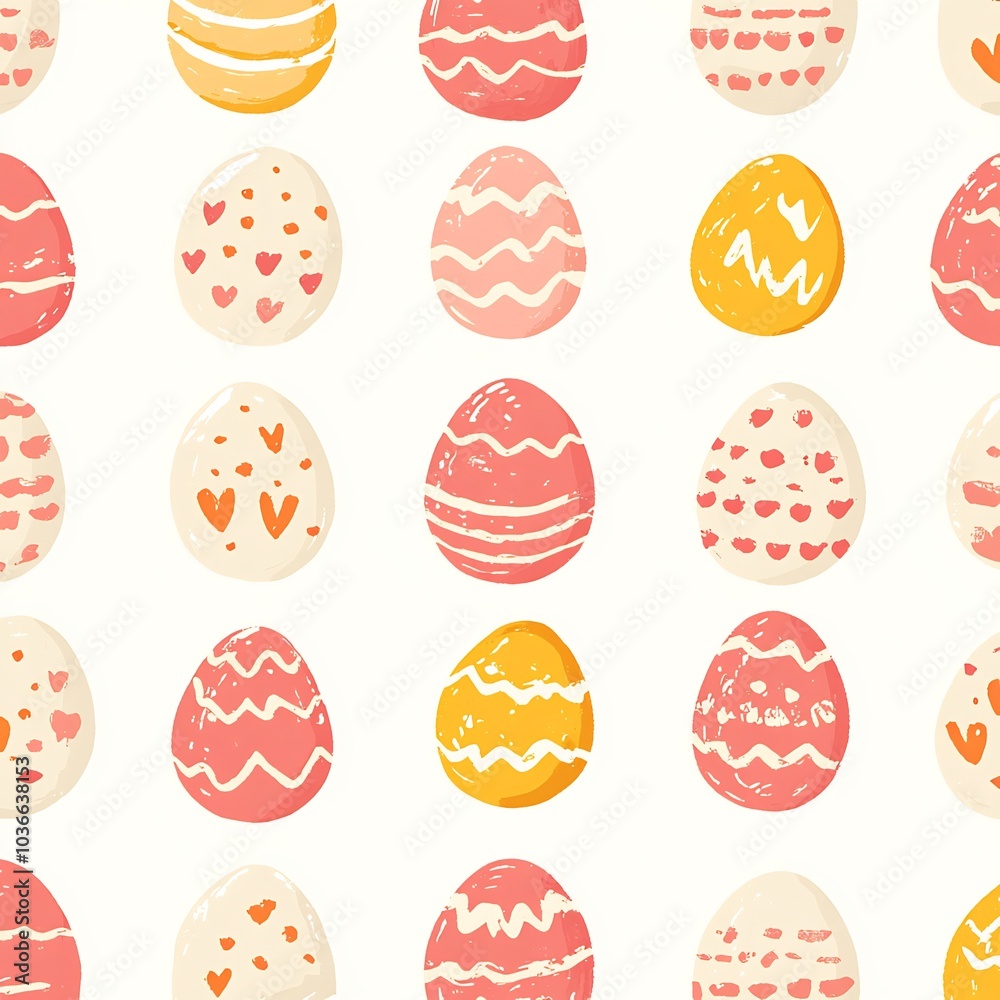 Charming handdrawn Easter egg pattern running horizontally across the image with playful designs and soft pastel colors This seamless pattern is ideal for Easter cards banners and decorations Charming handdrawn Easter egg pattern running horizontally across the image with playful designs and soft pastel colors This seamless pattern is ideal for Easter cards banners and decorations