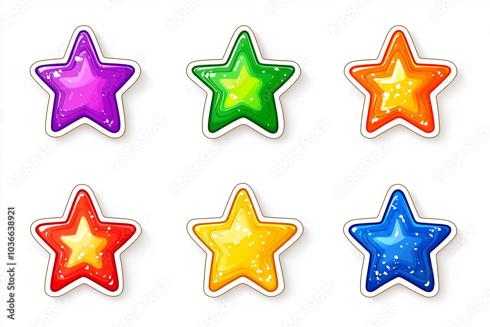 Stars isolated cut sticker set on white background Stars isolated cut sticker set on white background