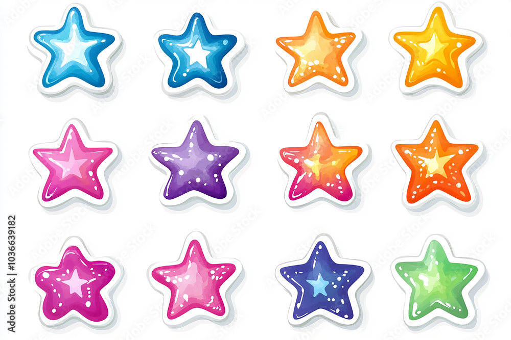 Stars isolated cut sticker set on white background Stars isolated cut sticker set on white background