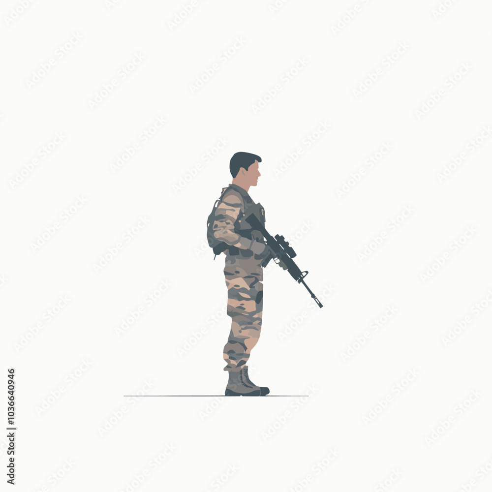 national army with full equipment flat illustration national army with full equipment flat illustration