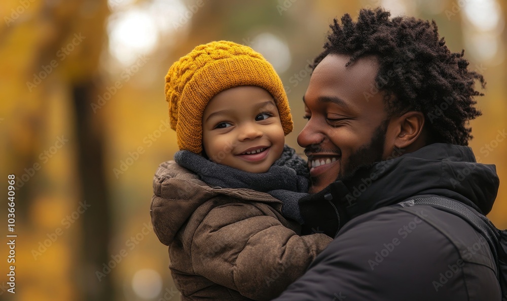 Fototapeta premium Father and son enjoying outdoors, Generative AI