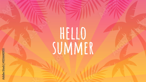 Summer web banner template with ripple abstract wave background and summer tropical beach vibes decoration