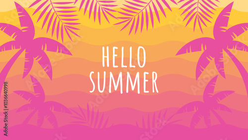Summer web banner template with ripple abstract wave background and summer tropical beach vibes decoration
