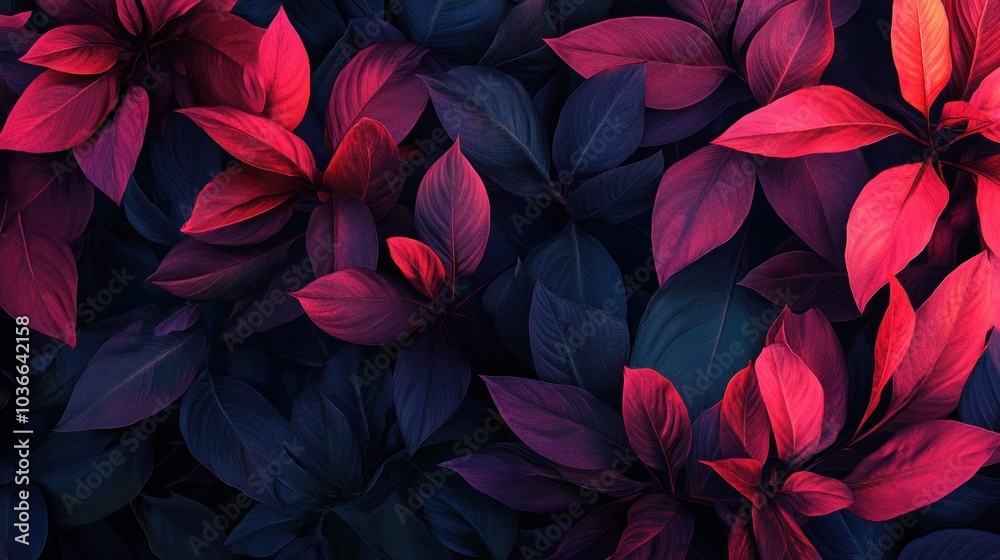 Vibrant Red and Blue Leaves Vibrant Red and Blue Leaves