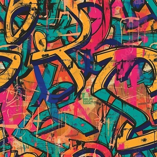 Wallpaper Mural  A vivid graffiti seamless pattern with a grunge Torontodigital.ca