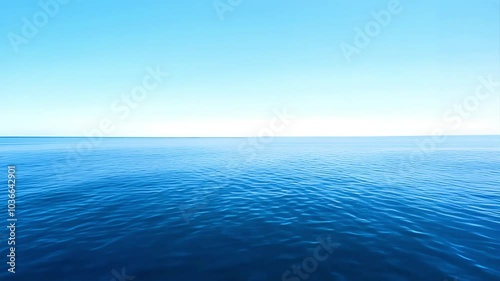 Ocean horizon, deep blue sea, calm waters, endless expanse, clear sky, minimalist seascape